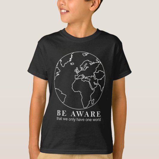 世界地図グローブ概要環境保全 Tシャツ (正面)