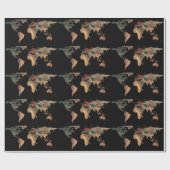 世界地図シルエット – ヴァンゴッホの目絵を描 ラッピングペーパー (フラット)