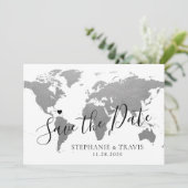 世界地図シルバーグレイ行先ウェディングフォト セーブザデート (スタンド正面)