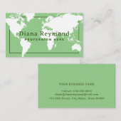 世界地図セージグリーンエレガント 名刺 (正面/裏面)