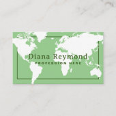 世界地図セージグリーンエレガント 名刺 (正面)