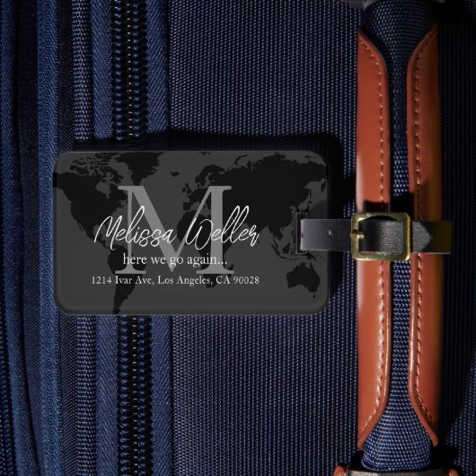 世界地図ダークグレートラベラーズモノグラム ラゲッジタグ (正面インサイチュ4)