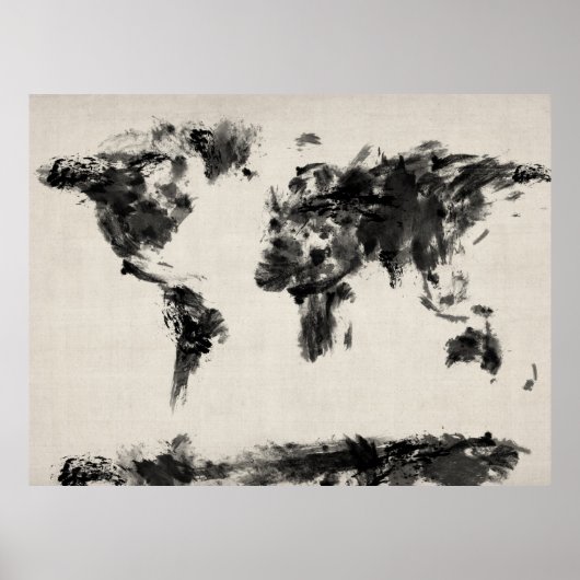 世界地図ダーク抽象芸術絵画ズ ポスター (正面)