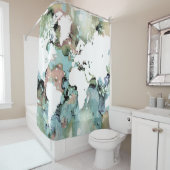 世界地図デザイン96緑 シャワーカーテン (インサイチュ)