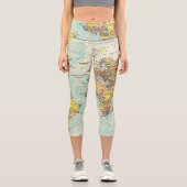 世界地図ハイウエストカプリ カプリレギンス (正面)