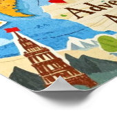 世界地図ハートピンズ 冒険が待っている ポスター (角)