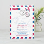 世界地図バージニアUSAエアメール | ウェディング 招待状 (スタンド正面)