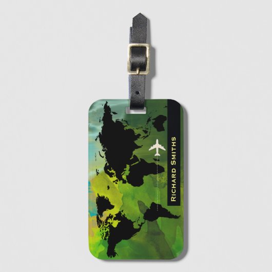 世界地図パーソナライズされた ラゲッジタグ (正面縦)