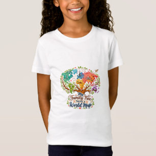 世界地図ファミリーツリー マルチカルチャルTシャツ Tシャツ