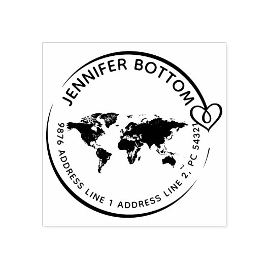 世界地図ファミリー差出人住所事業 ラバースタンプ (インプリント)