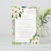 世界地図フローラ縁ど男女兼用赤ちゃんシャワー 招待状 (スタンド正面)