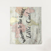 世界地図ベイビーシャワーバックドロップへようこそ タペストリー (正面)