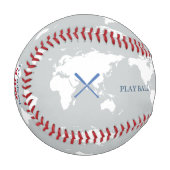 世界地図ベースボールパーソナライズされた 野球ボール (正面左)