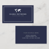 世界地図モダンプロフェッショナルダークブルー 名刺 (正面/裏面)