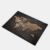 世界地図レザー（地理的な茶色） ドアマット (アングル)
