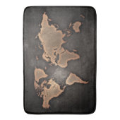 世界地図レザー（地理的な茶色） バスマット (正面縦)