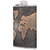世界地図レザー（地理的な茶色） フラスク (左)