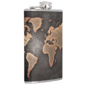 世界地図レザー（地理的な茶色） フラスク (右)