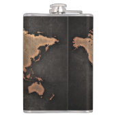 世界地図レザー（地理的な茶色） フラスク (裏面)