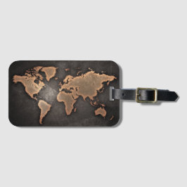 世界地図レザー(地理的な茶色) ラゲッジタグ