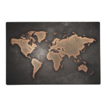世界地図レザー(地理的な茶色)