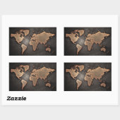 世界地図レザー（地理的な茶色） 長方形シール (シート)