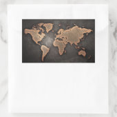 世界地図レザー（地理的な茶色） 長方形シール (バッグ)