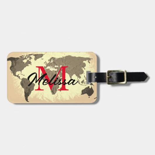 世界地図ヴィンテージモノグラムトラベラーバーエレガントの好意 ラゲッジタグ (正面横)