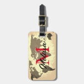 世界地図ヴィンテージモノグラムトラベラーバーエレガントの好意 ラゲッジタグ (正面縦)