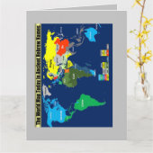 世界地図古代ヘブライ語ファミリー名歴史 カード (黄色い花)