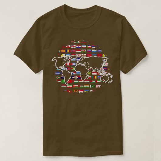 世界地図国際的旅行地図作成ツール Tシャツ (デザイン正面)
