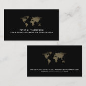 世界地図国際的貿易ブラック 名刺 (正面/裏面)