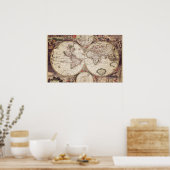 世界地図地理ポスター ポスター (キッチン)