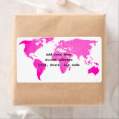 世界地図抽象芸術ピンクパープルホワイトアートトラベラー ラベル (インサイチュ)