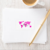 世界地図抽象芸術ピンクパープルホワイトアートトラベラー ラベル (インサイチュ)