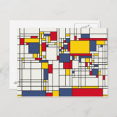 世界地図抽象芸術モンドリアンスタイル ポストカード (正面/裏面)