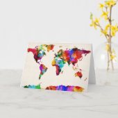 世界地図抽象芸術絵画の カード (黄色い花)