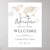 世界地図旅行ベビーシャワー歓迎の看板ポスター ポスター (正面)