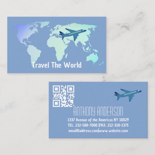 世界地図旅行代理店航空旅行代理店 名刺 (正面/裏面)
