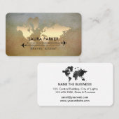 世界地図旅行代理店金ゴールド観光飛行機 名刺 (正面/裏面)