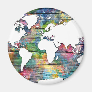 世界地図木12 マグネット