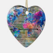 世界地図木1 セラミックオーナメント (右)