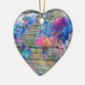 世界地図木1 セラミックオーナメント (左)