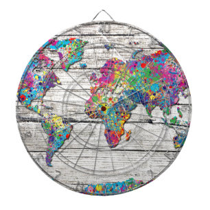 世界地図木 ダーツボード