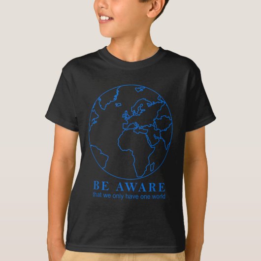 世界地図概要環境保護自然 Tシャツ (正面)