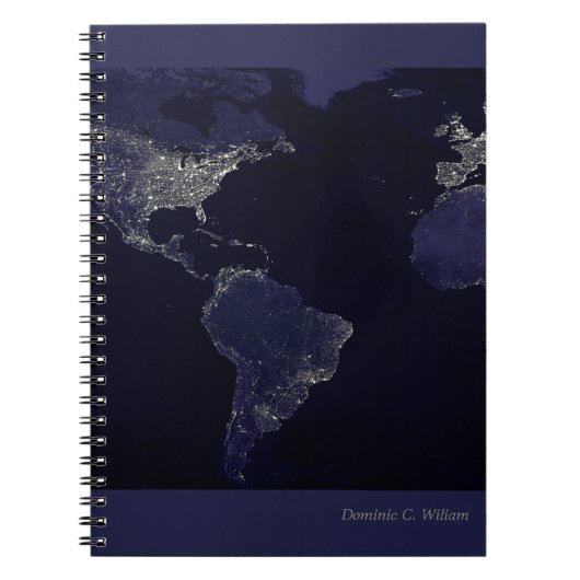 世界地図男らしブラックパスポスタイリッシュールホルダー ノートブック (正面)