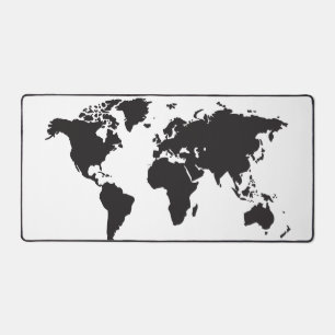 世界地図白黒ミニマルデザイン デスクマット