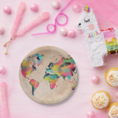 世界地図色 ペーパープレート (パーティー)