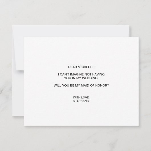 世界地図金ゴールドが私のメイド・オブ・オーナー（花嫁付き添い人） 招待状 (裏面)