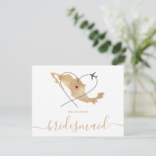 世界地図金ゴールドは私の花嫁メキシコになる 招待状 (スタンド正面)